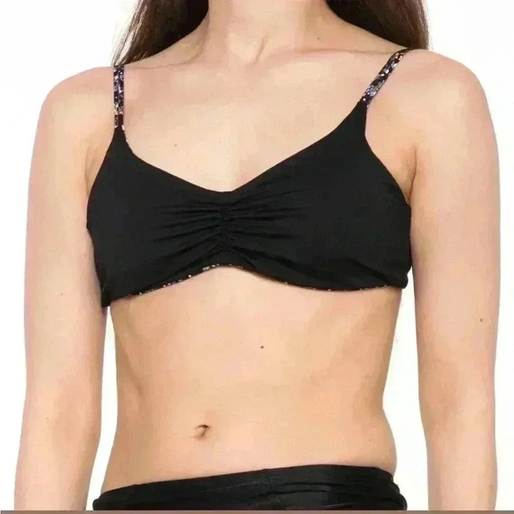 Prana Jess Reversible Bikini Top in Black/Floral - Size XL NWT - Picture 3 of 8